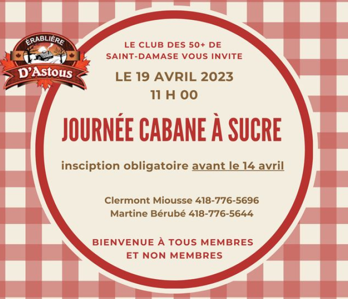 Journée cabane à sucre du Club des 50+ de SaintDamase La Matapédia